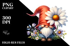 Cute Gnome with Daisy PNG Product Image 2