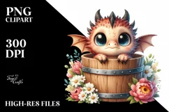 Watercolor Dragon with Flowers PNG Product Image 1