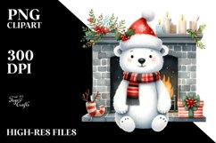 Polar Bear by Fireplace PNG Product Image 1