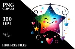 Smiling Star with Hearts, PNG Product Image 2