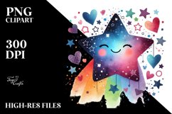Smiling Star with Hearts, PNG Product Image 2