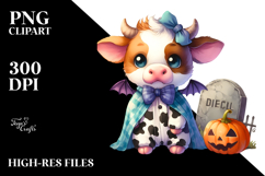 Cute Halloween Cow Clipart Product Image 2
