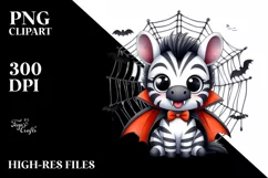 Funny Halloween Zebra Watercolor Clipart Product Image 1