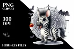 Funny Halloween Zebra Watercolor Clipart Product Image 3