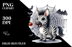 Funny Halloween Zebra Watercolor Clipart Product Image 2