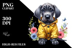 Sitting Great Dane FLORAL FRAME Clipart Product Image 1
