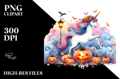 Vibrant Unicorn Halloween Clipart Product Image 2