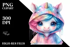 Colorful Baby Unicorn Raincoat PNG Product Image 1