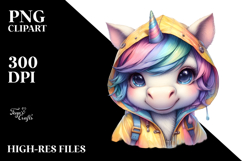 Colorful Baby Unicorn Raincoat PNG Product Image 2