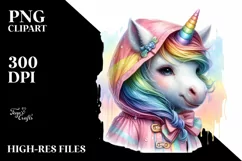 Colorful Baby Unicorn Raincoat PNG Product Image 3