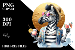 Funky Zebra Drinking Cocktail PNG Product Image 2