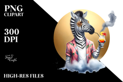 Watercolor Zebra with Beachwear PNG Product Image 2