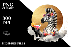 Funky Zebra Drinking Cocktail PNG Product Image 2