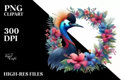 Vibrant Watercolor Cassowary Floral Frame | Sublimation | Product Image 3