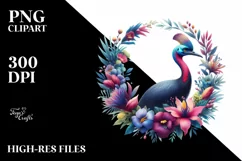 Vibrant Watercolor Cassowary Floral Frame | Sublimation | Product Image 1