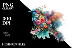 Bird Half of Flowers PNG Product Image 2