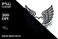 Tattoo Style Heart with Wings PNG Product Image 2