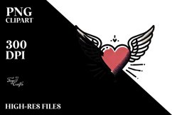 Tattoo Style Heart with Wings PNG Product Image 2