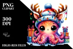 Watercolor Octopus Baby PNG Product Image 3