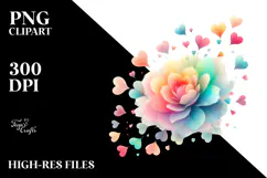Simple Heart Flower with Pastel Colors, PNG Product Image 2