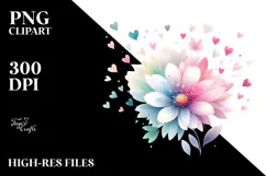 Simple Heart Flower with Pastel Colors, PNG Product Image 2