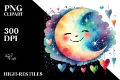Smiling Moon with Hearts, PNG Product Image 2