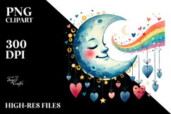 Smiling Moon with Hearts, PNG Product Image 2