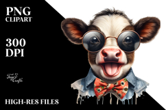 Funny Baby Cow with Sunglasses PNG Product Image 2