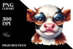 Cow with Tie and Sunglasses, Transparent PNG Product Image 2