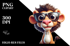 Ridiculously Cute Cartoon Lion with Oversized Sunglasses, Product Image 2