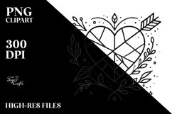 Lineart Stained Heart with Arrow PNG Product Image 2