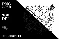 Lineart Stained Heart with Arrow PNG Product Image 2