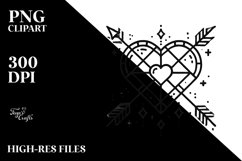 Lineart Stained Heart with Arrow PNG Product Image 2