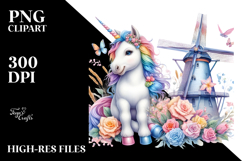 Colorful Baby Unicorn Dutch Windmill PNG Product Image 2