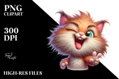 Whimsical Cartoon Kitten PNG Product Image 2