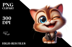Silly Cartoon Kitten, PNG Product Image 2