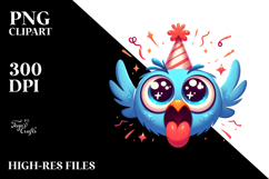 Excited Bird with Party Hat, PNG Product Image 2