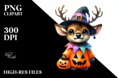 Simple Watercolor Vibrant Elk Halloween | Clipart Product Image 1