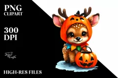 Simple Watercolor Vibrant Elk Halloween | Clipart Product Image 3