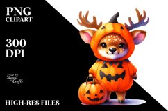 Simple Watercolor Vibrant Elk Halloween | Clipart Product Image 3