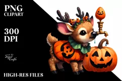 Simple Watercolor Vibrant Elk Halloween | Clipart Product Image 3