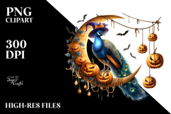 Peacock Dressed for Halloween on Cloud PNG Product Image 2