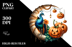 Peacock Dressed for Halloween on Cloud PNG Product Image 2