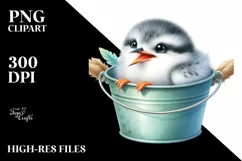 Colorful Arctic Tern in Watercolor Bucket | Clipart Product Image 3