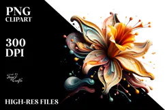 Glossy Abstract Daffodil, Watercolor PNG Product Image 2