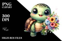 Cute Turtle Flower Bouquet Clipart Product Image 2