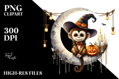 Monkey Dressed for Halloween Sitting on Half Moon PNG Product Image 2
