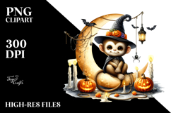 Monkey Dressed for Halloween Sitting on Half Moon PNG Product Image 2