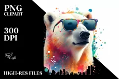 Colorful Polar Bear Wearing Sunglasses |Watercolor Image Product Image 3