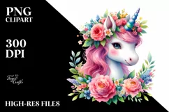 Vibrant Floral Baby Unicorn Tshirt|Tumbler|Mug|Clipart Product Image 3